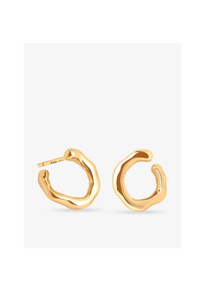 Womens Astrid & Miyu Molten Orbit Small 18ct Yellow Gold-Plated Sterling-Silver Hoop Earrings