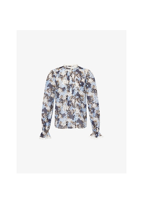 Womens Me And Em Lace Floral Cotton-And-Silk Shirt