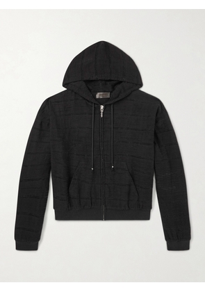 424 - HOORSENBUHS Cropped Embroidered Cotton Zip-Up Hoodie - Men - Black - S