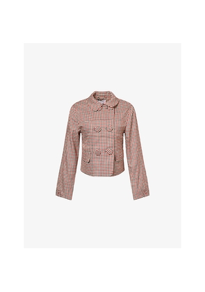 Womens House Of Sunny The Marie Check-Print Stretch-Woven Jacket