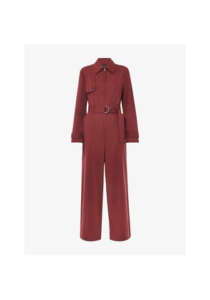 Womens Whistles Trench-Detail Long-Sleeve Stretch-Woven Jumpsuit