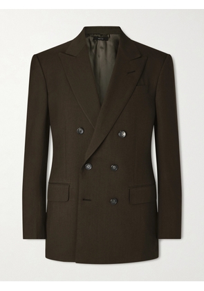 TOM FORD - Slim-Fit Double-Breasted Wool, Cashmere and Silk-Blend Blazer - Men - Green - IT 48