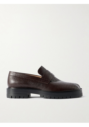 Maison Margiela - Tabi Country Split-Toe Lizard-Effect Leather Loafers - Men - Brown - EU 40