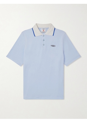 Casablanca - Logo-Appliquéd Cotton-Blend Velour Polo Shirt - Men - Blue - XS