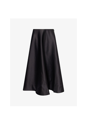 Womens Ganni A-Line Satin Midi Skirt