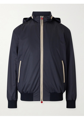Kiton - Suede-Trimmed Shell Hooded Jacket - Men - Blue - IT 46