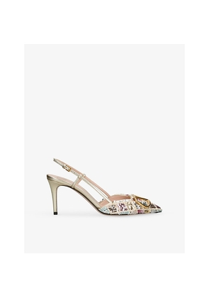 Womens Valentino Garavani Vlogo Signature 80 Sequin-Embellished Slingback Pumps
