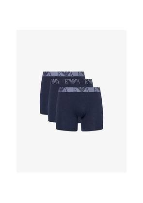 Mens Emporio Armani Monogram-Logo Pack Of Three Cotton-Jersey Boxers