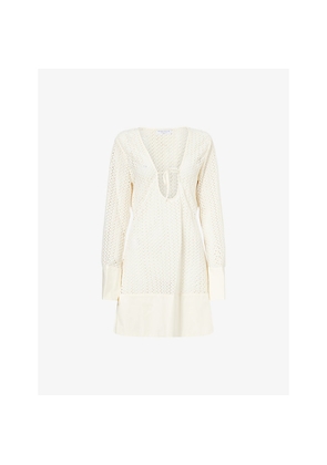 Womens Seafolly Crochet Bell-Sleeves Knitted Mini Dress