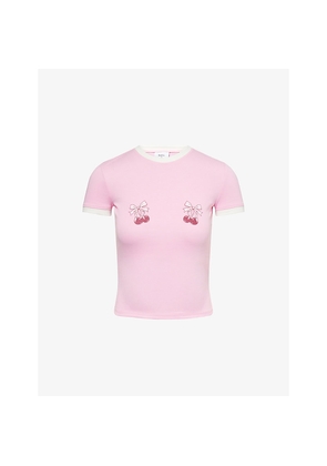 Womens Bo+Tee Printed Round-Neck Cotton-Jersey T-Shirt