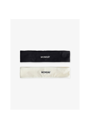 Womens Monday Pack Of Two Embroidered-Logo Stretch-Jersey Headbands