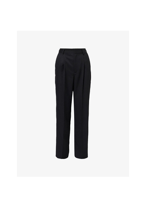 Womens Victoria Beckham Straight-Leg Satin-Trim Woven Trousers