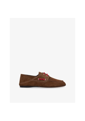 Womens Sandro Lace-Up Suede Boat Shoes