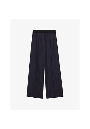 Womens Reiss Neave Pinstripe Wide-Leg Stretch Wool-Blend Trousers