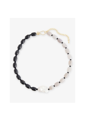 Mens A Sinner In Pearls Centre Point Freshwater Pearl, Agate and Onyx Necklace
