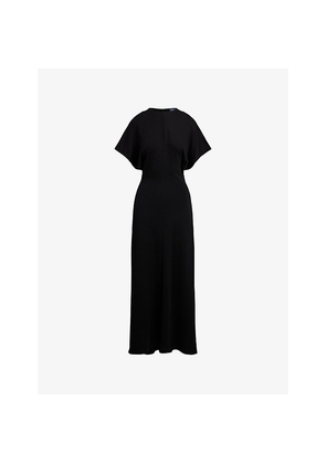 Womens Polo Ralph Lauren Crewneck A-Line Wool-Blend Midi Dress