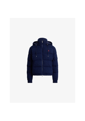 Womens Polo Ralph Lauren Hooded Cable-Knit Wool and Cashmere-Blend Puffer