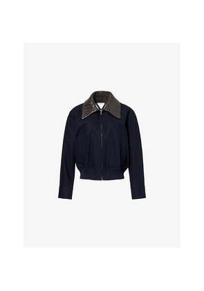 Womens Bottega Veneta Blouson Detachable-Collar Cotton Jacket