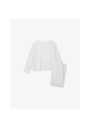 Womens The White Company Henley Ribbed Jersey Pyjamas