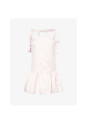 Womens Self-Portrait Flower-Embellished Woven Mini Dress