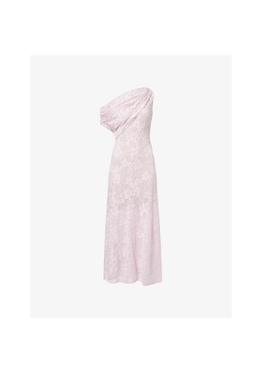 Womens Self-Portrait Rhinestone One-Shoulder Stretch-Woven Midi Dress