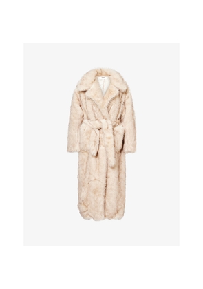 Womens 4th & Reckless Schiffer Belted Faux-Fur Coat