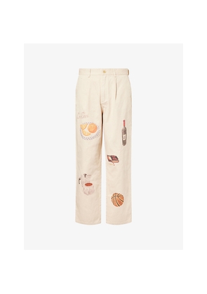 Mens Les Deux Romeo Pleated Wide-Leg Cotton Trousers