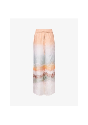 Womens Zimmermann Relaxed-Fit Tie-Dye Silk Trousers