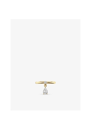 Womens Phoria Mini Pierced 18ct Yellow-Gold Vermeil and Pear-Cut White Topaz Drop Ring