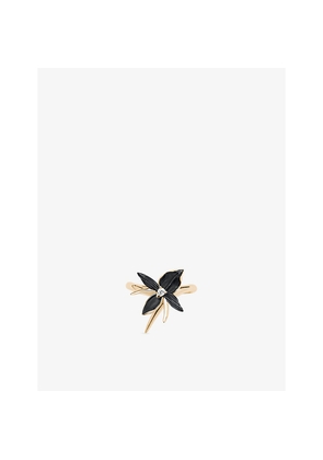 Womens Shaun Leane Black Orchid Sterling-Silver, Yellow-Gold Vermeil and 0.05ct Diamond Flower Ring