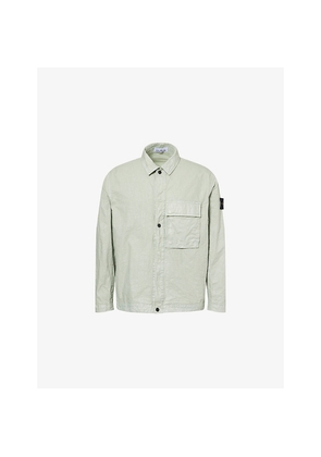 Mens Stone Island Panama Brand-Patch Woven Overshirt