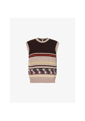 Mens Loewe Striped Crewneck Wool-Blend Vest