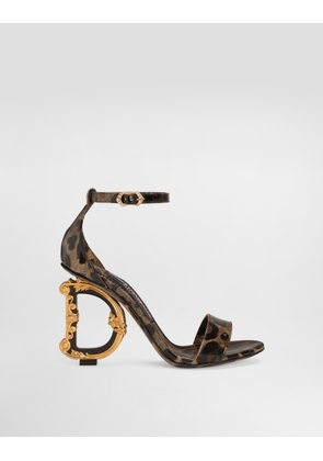 Dolce & Gabbana Printed Polished Calfskin Baroque Dg Sandals - Woman Sandals And Wedges Animal Print Leather 39