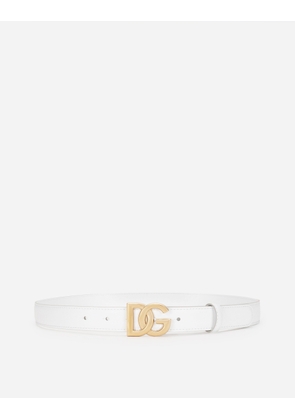 Dolce & Gabbana Calfskin Belt With Dg Logo - Woman Belts White Leather 75