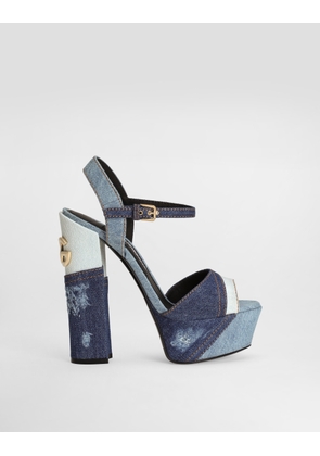 Dolce & Gabbana Patchwork Denim Platform Sandals - Woman Sandals And Wedges Blue Denim 40