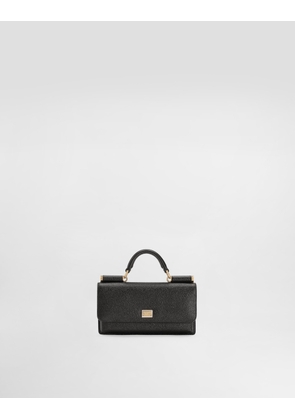 Dolce & Gabbana Dauphine-print Calfskin Mini Bag - Woman Clutches Mini And Micro Bags Black Leather Onesize