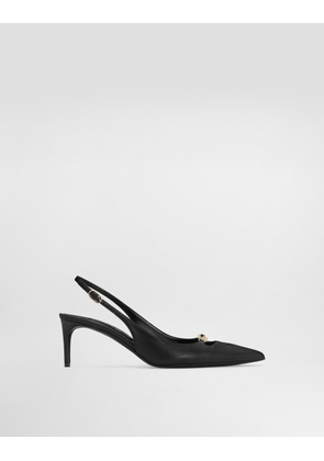 Dolce & Gabbana Lollo Silk Nappa Leather Slingback - Woman Pumps And Slingback Black 38