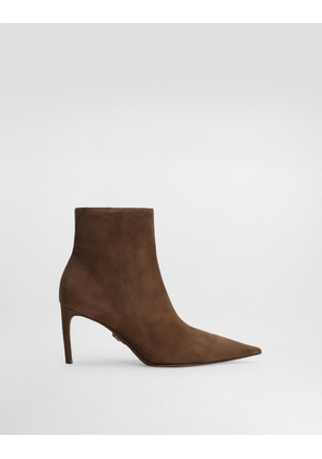 Dolce & Gabbana Devotion Suede Ankle Boots - Woman Boots And Booties Brown 41.5