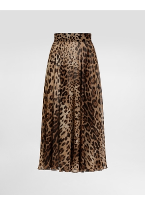 Dolce & Gabbana Leopard-print Chiffon Circle Skirt - Woman Skirts Animal Print 42