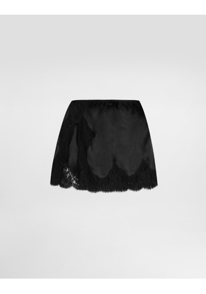 Dolce & Gabbana Short Satin Skirt - Woman Skirts Black 44
