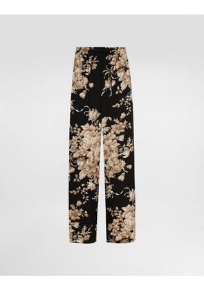 Dolce & Gabbana Rose-print Silk Vanity Pants - Woman Pants And Shorts Print 46