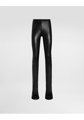 Dolce & Gabbana Stretch Nappa Leather Trousers - Woman Pants And Shorts Black 42