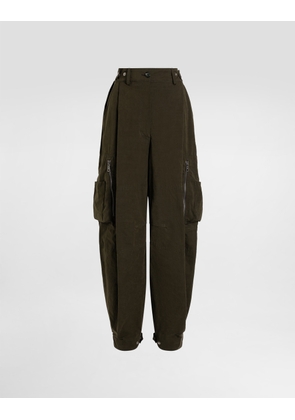 Dolce & Gabbana Waxed Faille Cargo Pants - Woman Pants And Shorts Brown Fabric 44