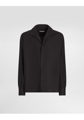 Dolce & Gabbana Long-sleeved Linen Shirt - Man Shirts Black Linen 41