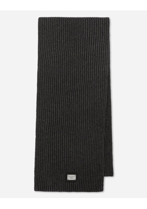 Dolce & Gabbana Wool Scarf With Dg Patch - Man Scarves And Silks Gray Wool Onesize