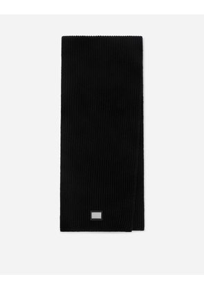 Dolce & Gabbana Wool Scarf With Dg Patch - Man Scarves And Silks Black Wool Onesize