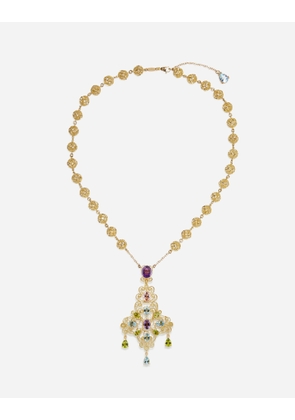 Dolce & Gabbana Filigree Necklace 18-carat Yellow Gold And Multicolored Gems    - Woman Necklaces Gold Gold Onesize