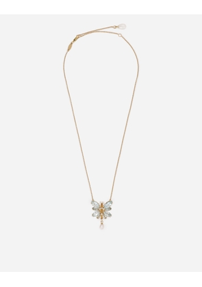 Dolce & Gabbana Butterfly Necklace 18-carat Yellow Gold And Aquamarine    - Woman Necklaces Gold Onesize