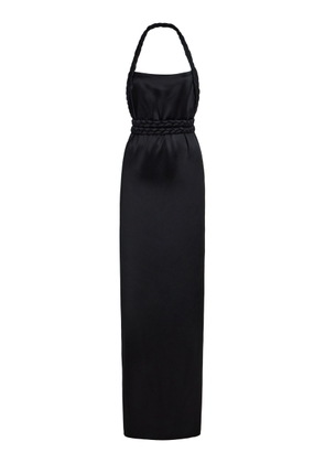 BEVZA Kosa Rope-Detailed Satin Maxi Halter Dress - Moda Operandi