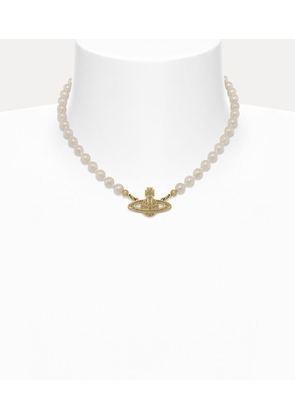 Vivienne Westwood Mini Bas Relief Pearl Choker Gold Swarovski Pearls / Preciosa Crystals Women